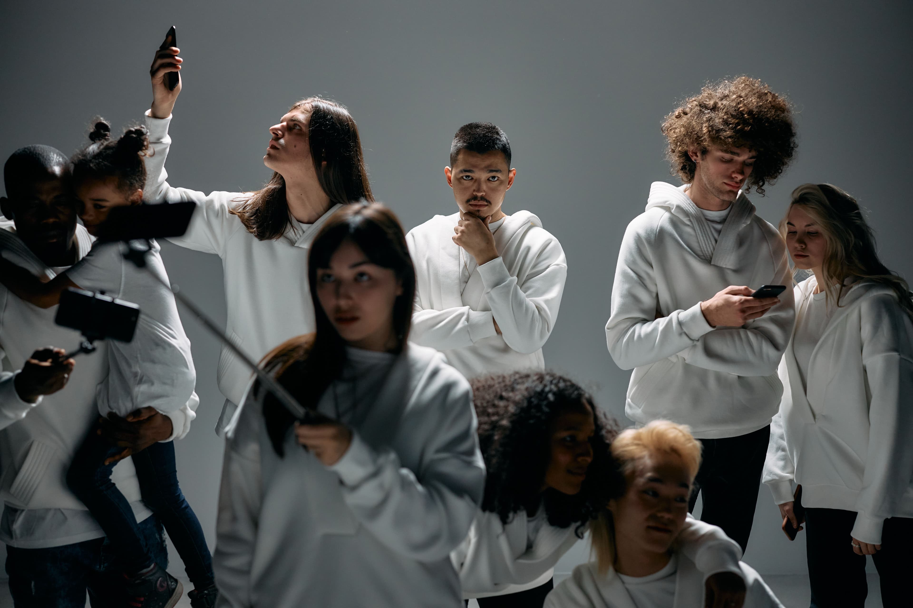 People using smartphones in a shared setting